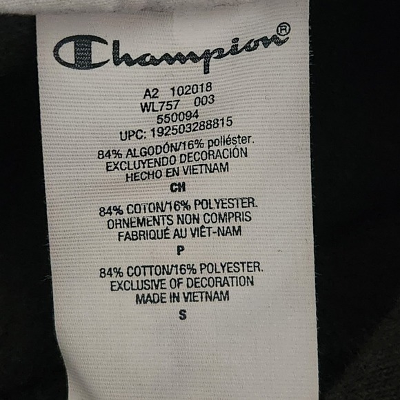 Champion Y2K Reverse Weave Hoodie Small Black Spellout Embroidered - Picture 4 of 6